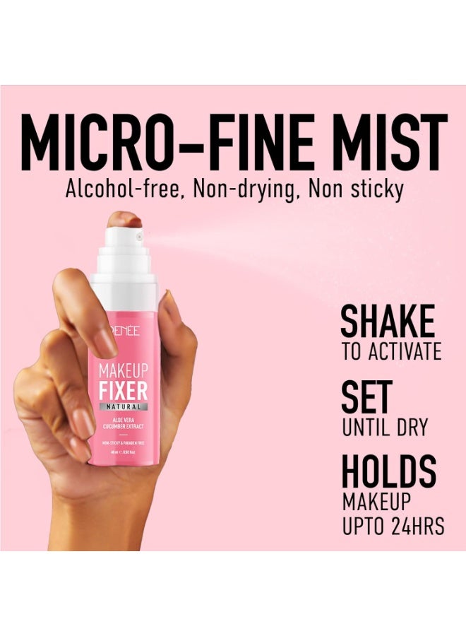 RENEE Natural Makeup Fixer For Face | Non-Sticky, Dewy Finish | With Aloe Vera & Cucumber Extract | Alcohol-Free, Hydrating Setting Spray | Vegan & Cruelty-Free | 60 ml - Image 4